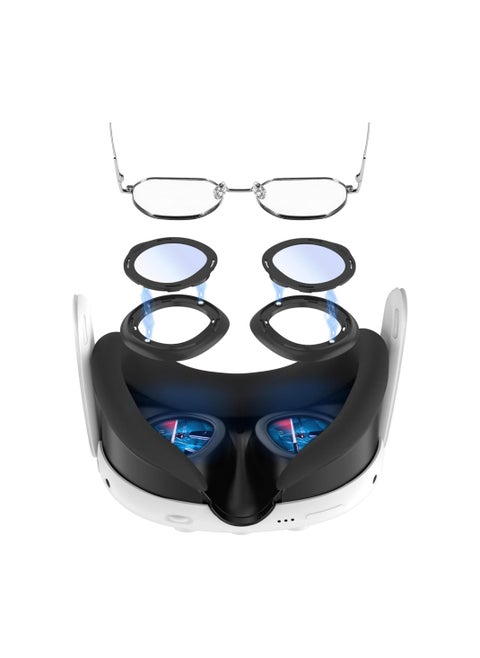 Glasses Spacer Protector for Meta Quest 3, Blue Light Blocking Glasses for Oculus Quest 3, VR Protector Accessories Anti-Scratch Ring Prevent Eyeglass from Scratching for Meta Quest 3