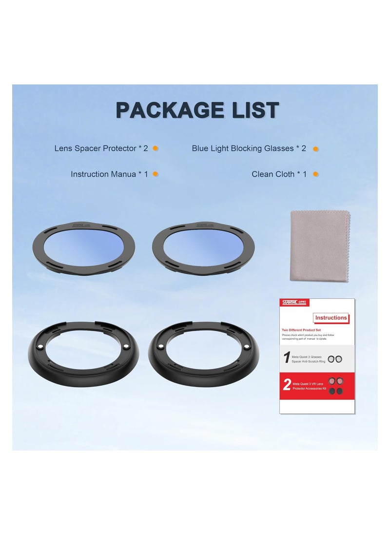 Excefore - Glasses Spacer Protector for Meta Quest 3, Blue Light Blocking Glasses for Oculus Quest 3, VR Protector Accessories Anti-Scratch Ring Prevent Eyeglass from Scratching for Meta Quest 3 - Image 1
