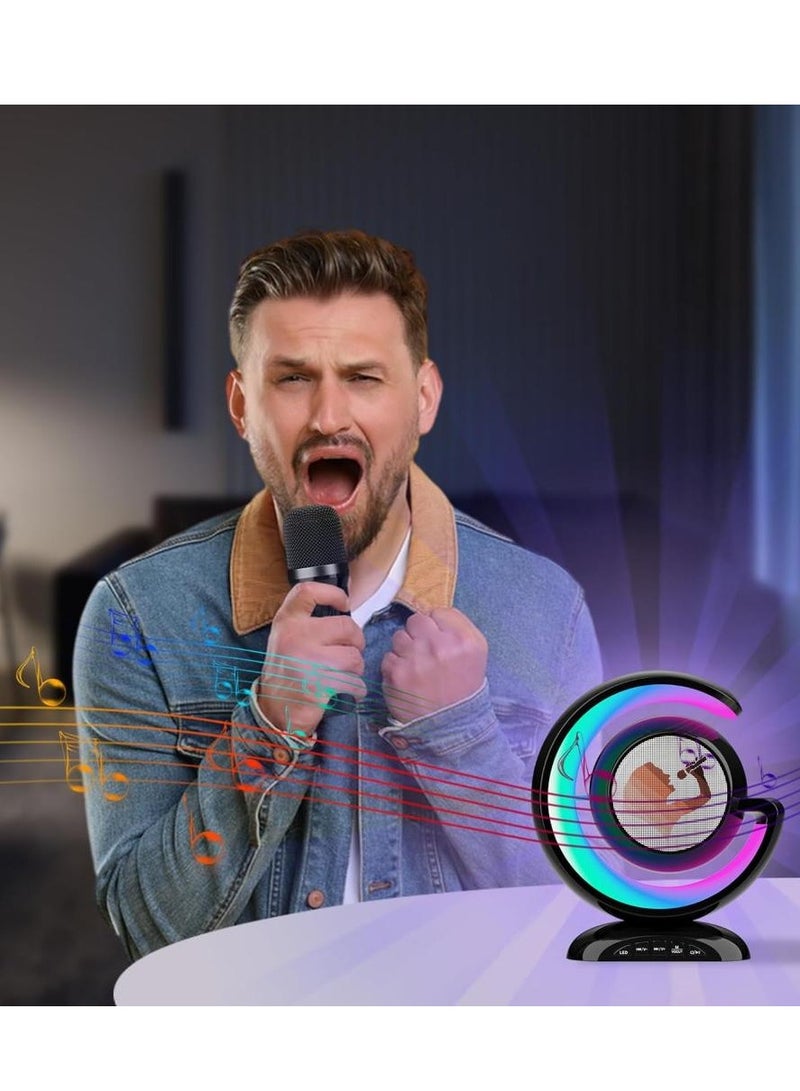 Wireless Bluetooth Speaker Night Lamp Speaker LED Light Mini Karaoke with 1 UHF Microphone Voice Changer - Image 5