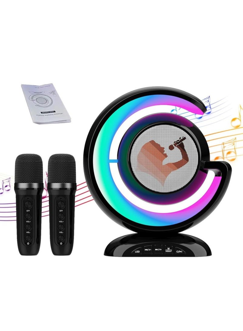 Wireless Bluetooth Speaker Night Lamp Speaker LED Light Mini Karaoke with 1 UHF Microphone Voice Changer - Image 2
