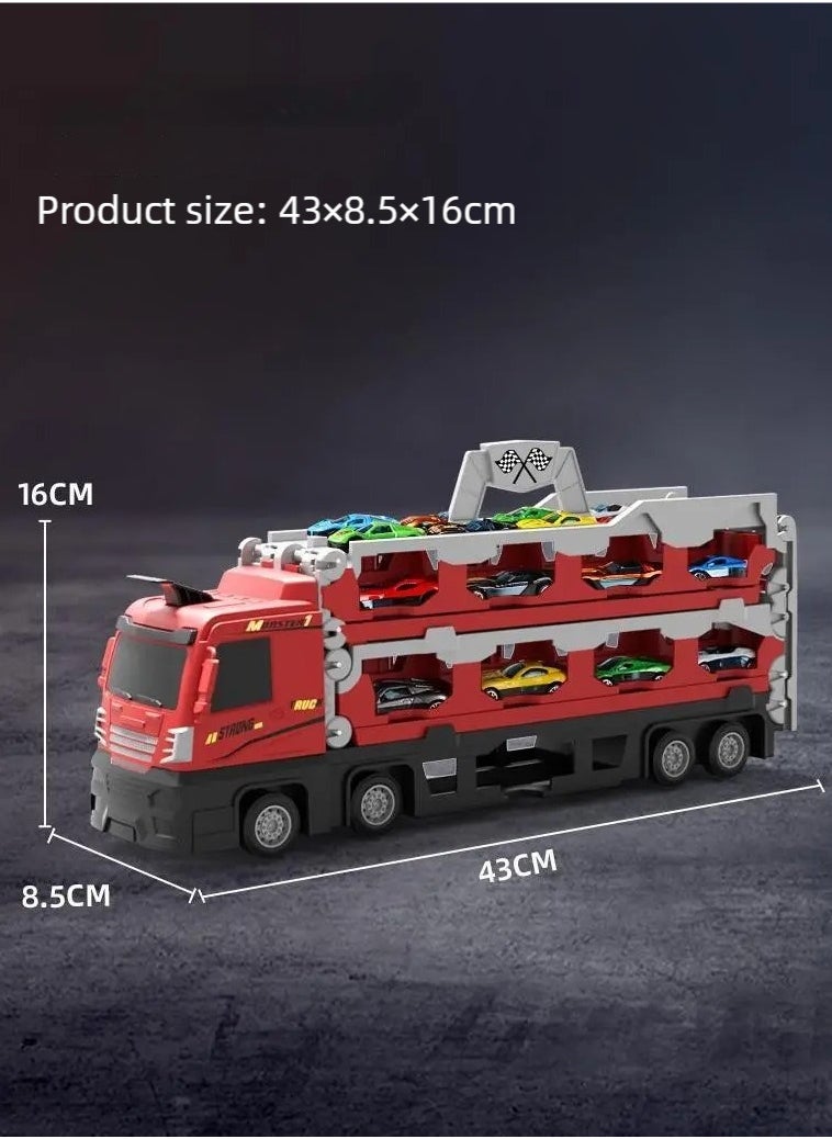 I LOVE KIDS - Folding Ejection Race Truck,16 PCS  Alloy Cars,Transport Container Trucks,207 CM,Gifts For Boys 3+ Years - Image 1