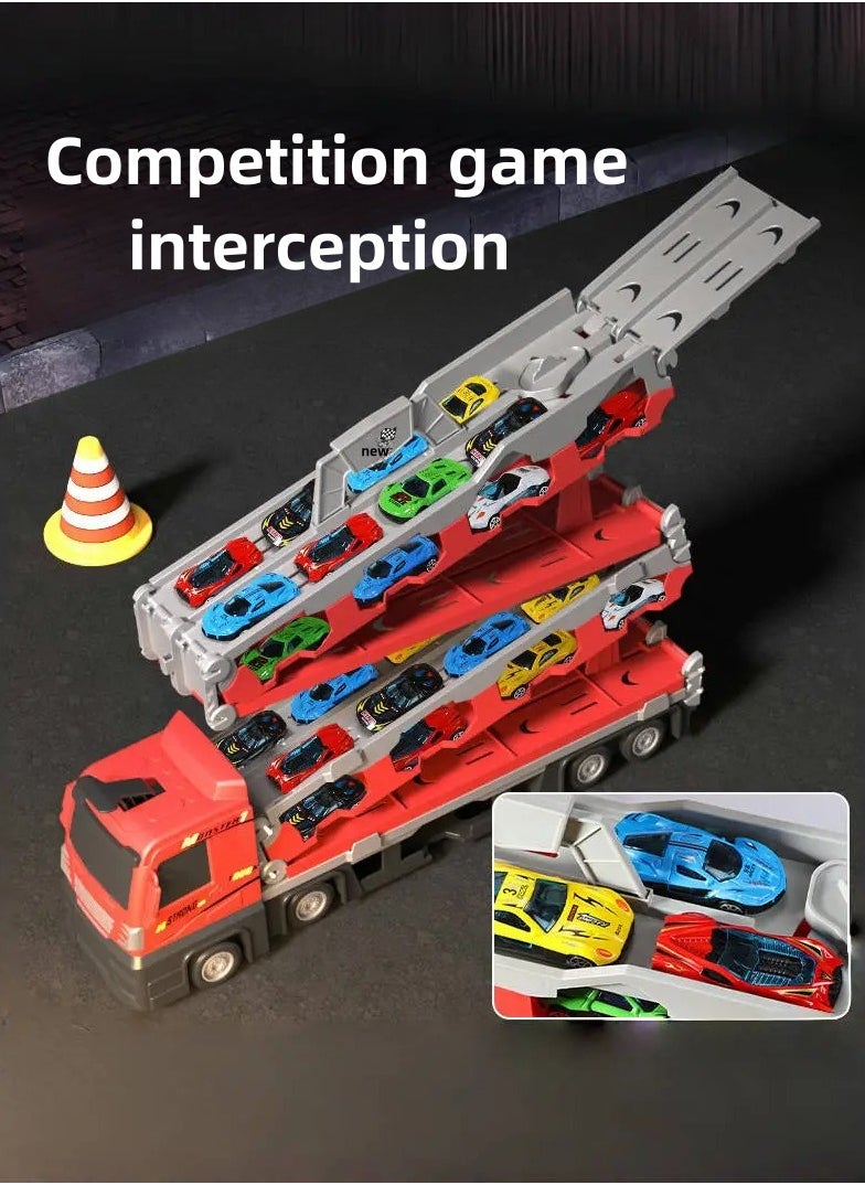 I LOVE KIDS - Folding Ejection Race Truck,16 PCS  Alloy Cars,Transport Container Trucks,207 CM,Gifts For Boys 3+ Years - Image 1