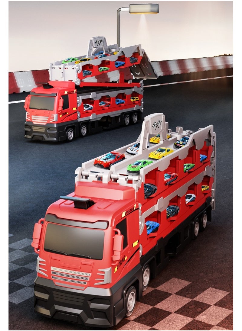 I LOVE KIDS - Folding Ejection Race Truck,16 PCS  Alloy Cars,Transport Container Trucks,207 CM,Gifts For Boys 3+ Years - Image 1