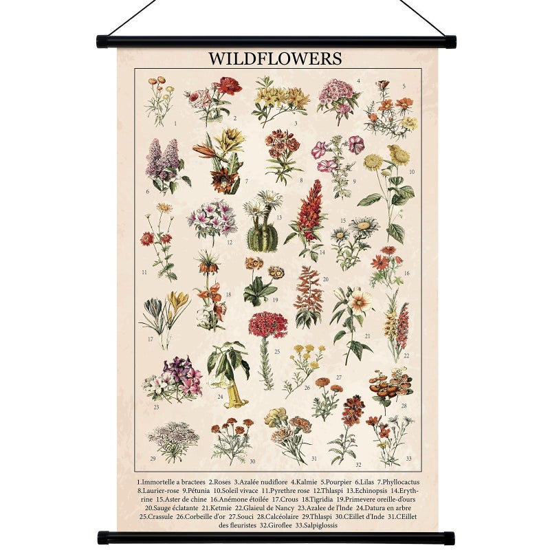 Geyee ملصق جيي العتيق ديكور جدار فني معلق فن جدار مرجعي توضيحي مطبوعات صورة لغرفة المعيشة المكتب الفصل الدراسي غرفة النوم إطار 158 × 236 بوصة زهور برية