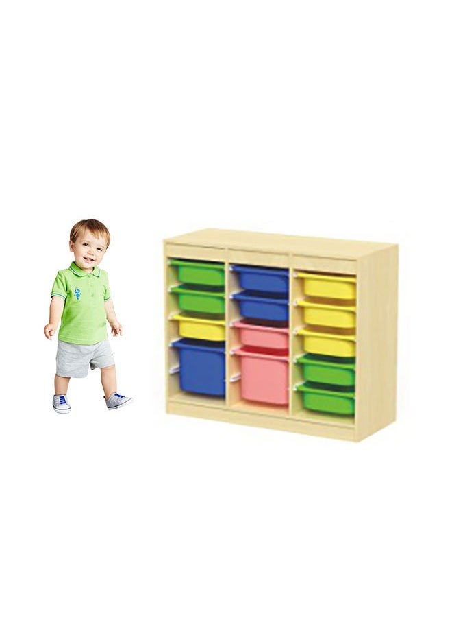 XIANGYU Nursery And Kindergarten Furniture Kids Wooden Storage Room Cabinet Toys Organizer With Boxes Trays For Children  - Image 1