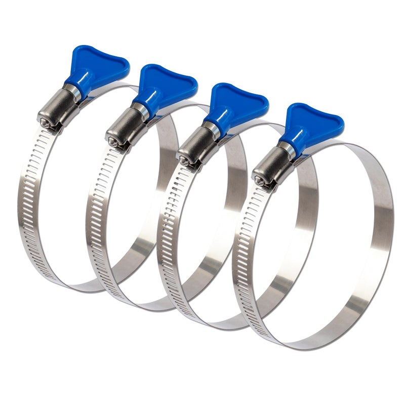 ISPINNER 4pcs 4 Inch KeyType 304 Stainless Steel Worm Gear Hose Clamps Adjustable Size Range 91114mm Clamps for Dryer Vent Dust Collector and Automotive