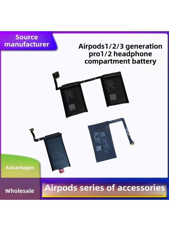 Generic - Suitable For Apple Airpods1 2 3rd Generation Pro Bluetooth Headset Battery Compartment Battery Replacement Original Battery Maintenance-Color:1 Pro2 Compartment Battery - Image 1