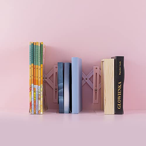 oddpod™ Dino Expandable Metal Bookends with Magnetic Pen Holder for Office Decor/Book Shelf/Living Room/Home Décor 6668 7.5"- Baby Pink - Image 3