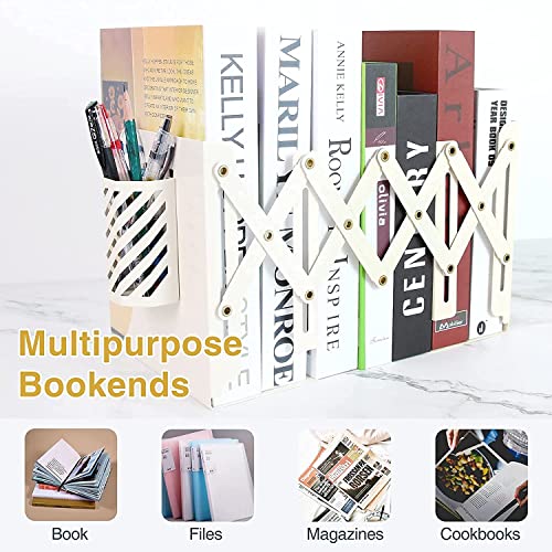 oddpod™ Dino Expandable Metal Bookends with Magnetic Pen Holder for Office Decor/Book Shelf/Living Room/Home Décor 6668 7.5"- Baby Pink - Image 5