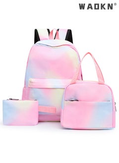 WAOKN Kids School Bags 3pcs Set Backpack with Lunch Bag and Pencil Case for Elementary Kindergarten Stylish Girls School Backpack with Galaxy Print Fits 15 Inch Laptop Insulated Lunch Bag for Boys and Kids  - Image 1