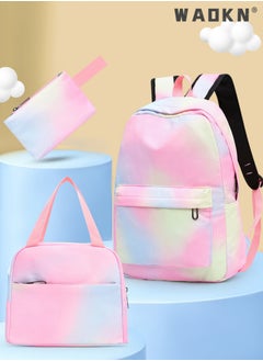 WAOKN Kids School Bags 3pcs Set Backpack with Lunch Bag and Pencil Case for Elementary Kindergarten Stylish Girls School Backpack with Galaxy Print Fits 15 Inch Laptop Insulated Lunch Bag for Boys and Kids  - Image 5