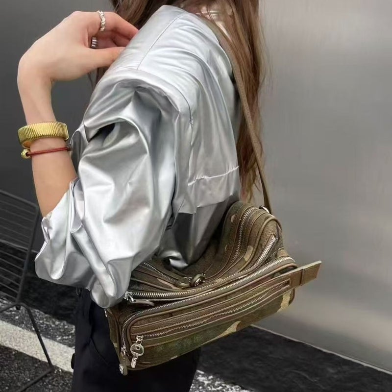 Celebrity-Inspired Popular Camouflage Series Acn* Camera Bag Underarm Bag Early Autumn New Unisex Trendy Hobo Bag - Image 4