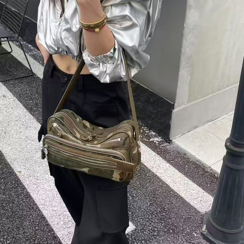 Celebrity-Inspired Popular Camouflage Series Acn* Camera Bag Underarm Bag Early Autumn New Unisex Trendy Hobo Bag - Image 2