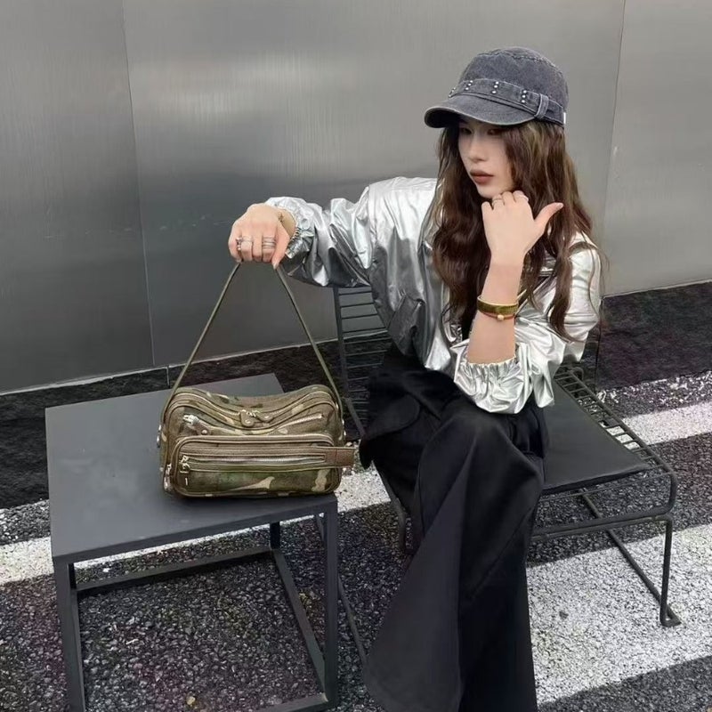 Celebrity-Inspired Popular Camouflage Series Acn* Camera Bag Underarm Bag Early Autumn New Unisex Trendy Hobo Bag - Image 3