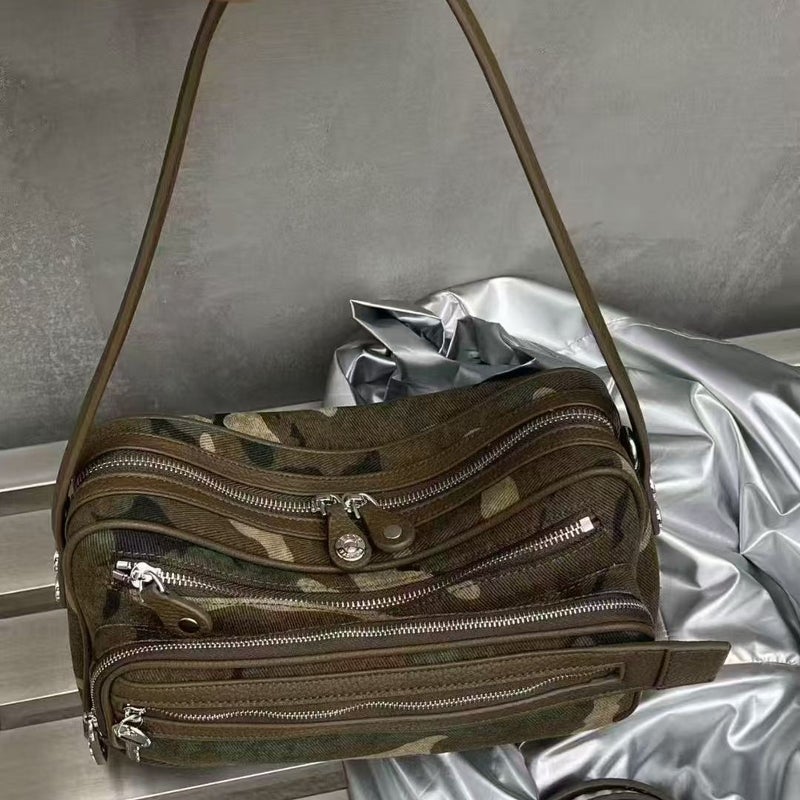 Celebrity-Inspired Popular Camouflage Series Acn* Camera Bag Underarm Bag Early Autumn New Unisex Trendy Hobo Bag - Image 5