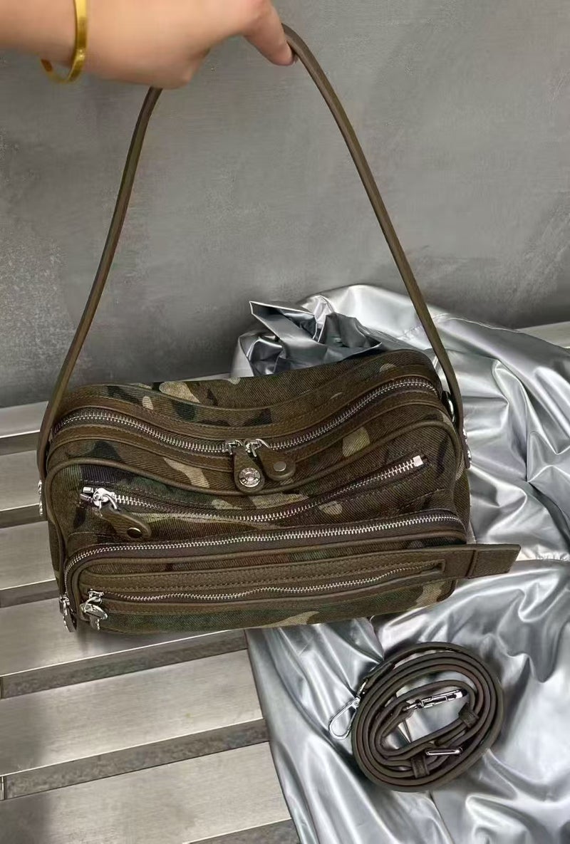 Celebrity-Inspired Popular Camouflage Series Acn* Camera Bag Underarm Bag Early Autumn New Unisex Trendy Hobo Bag - Image 1