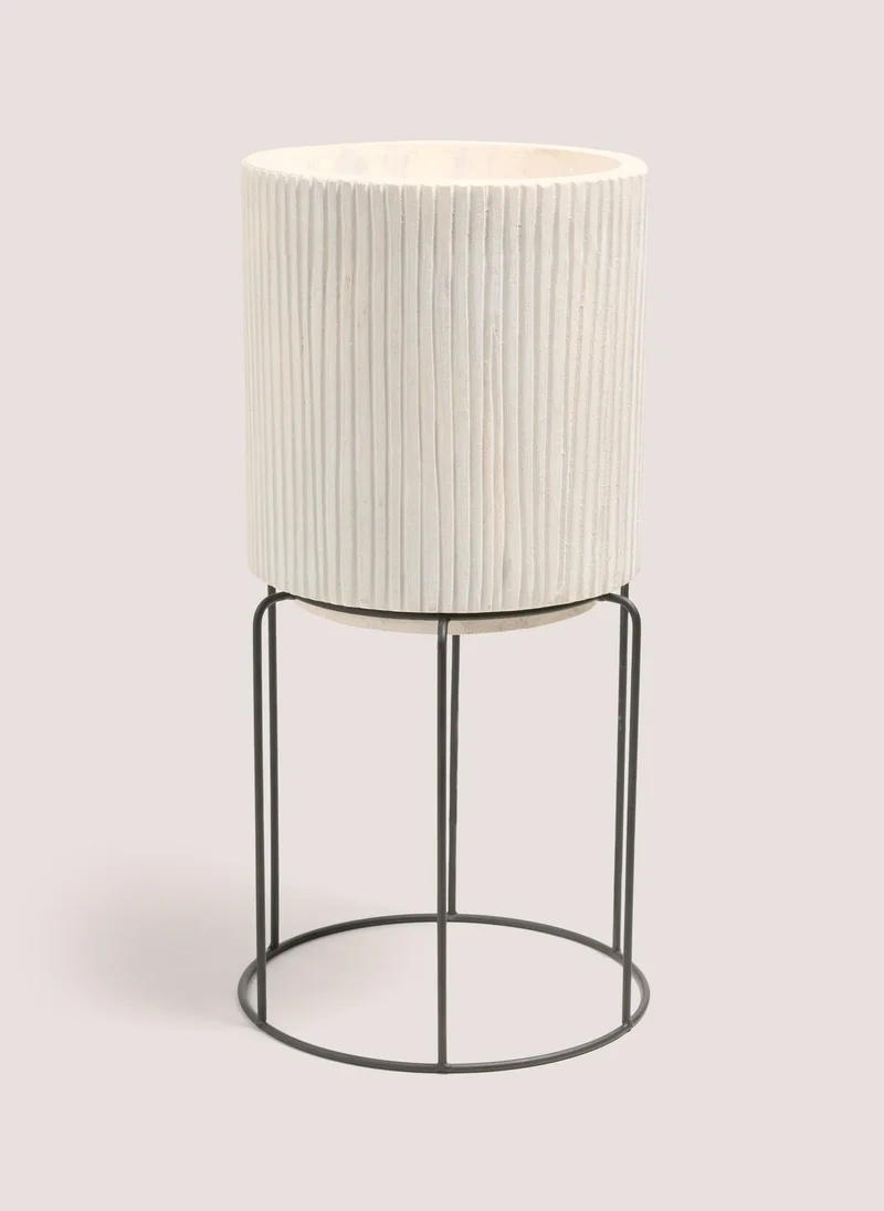 Matalan Wood Metal Stand Planter Cream