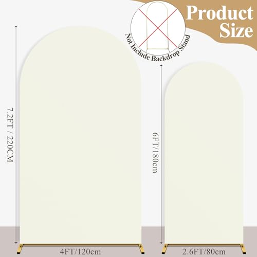 Ledido Wedding Arch Backdrop Cover 6FT 7.2FT Arch Covers 2Set Fitted Stretchy Spandex Round Top Stand Backdrop Cover for Wedding Banquet Ceremony Birthday Party Baby Shower Event Decoration,Ivory - Image 2