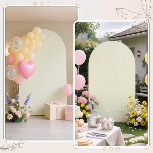 Ledido Wedding Arch Backdrop Cover 6FT 7.2FT Arch Covers 2Set Fitted Stretchy Spandex Round Top Stand Backdrop Cover for Wedding Banquet Ceremony Birthday Party Baby Shower Event Decoration,Ivory - Image 5