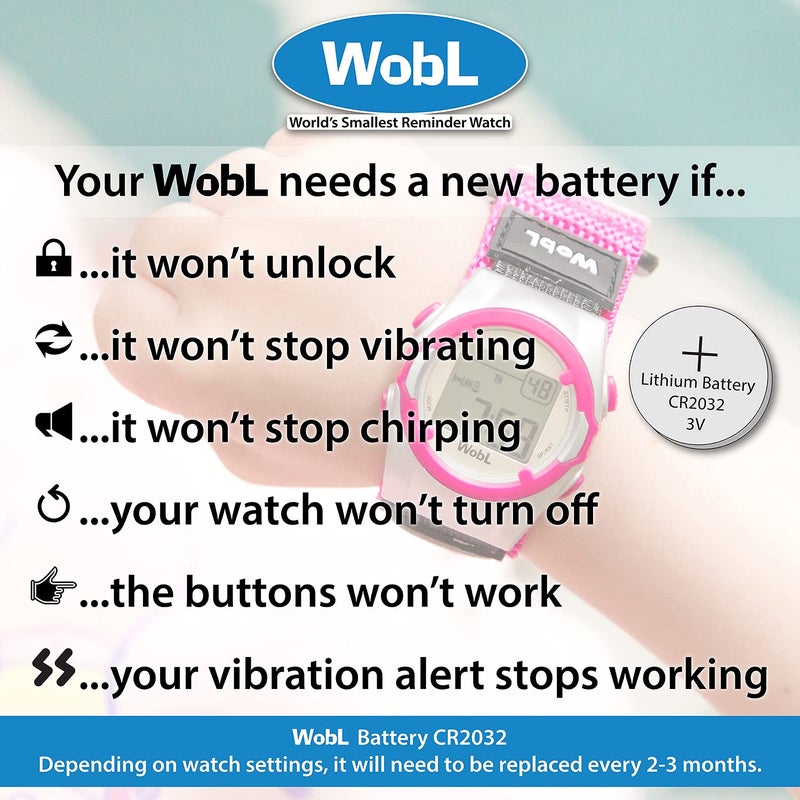 WobL WobL Vibrating 8-Alarm & Repeating Countdown Timer Watch for Medication/Sports/Meetings/Potty Reminders, Purple  - Image 4