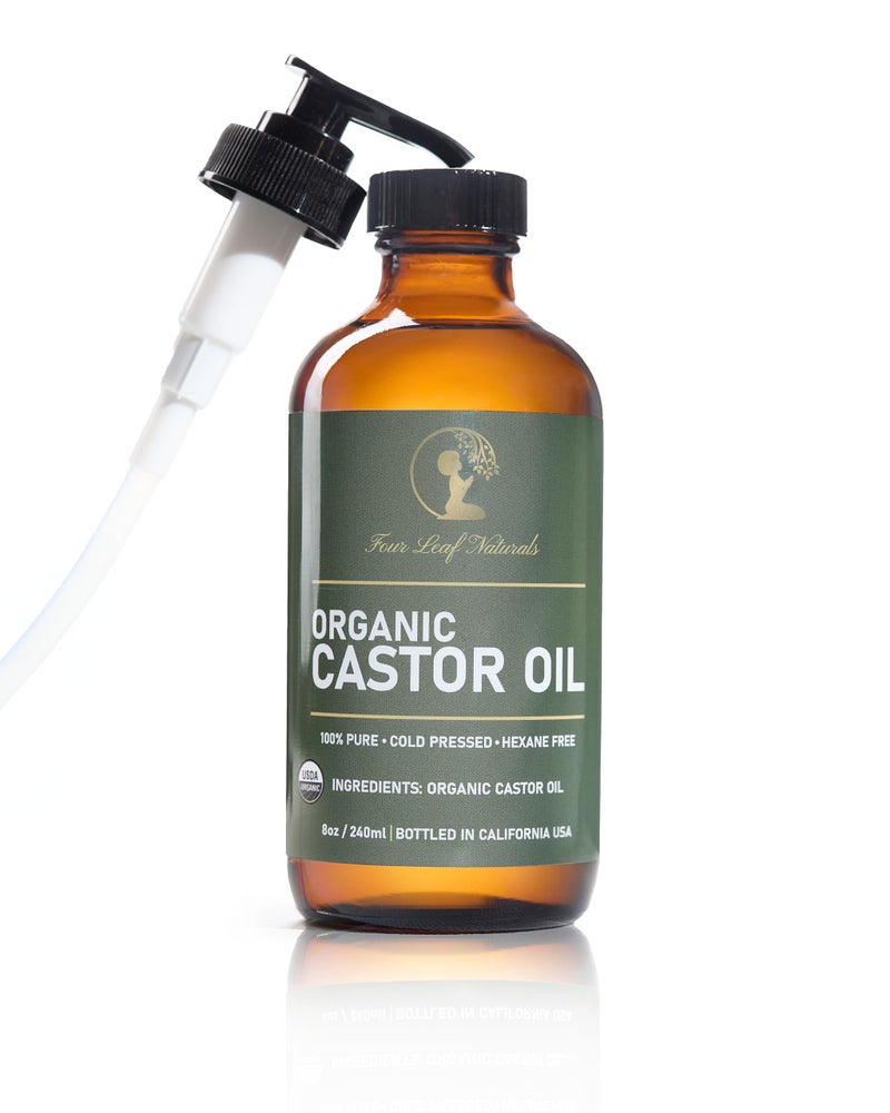 Four Leaf Naturals Organic Unrefined Castor Oil - 8 oz | USDA Certified | Cold-Pressed | Hexane-Free | For Hair, Skin & Digestion - Image 1