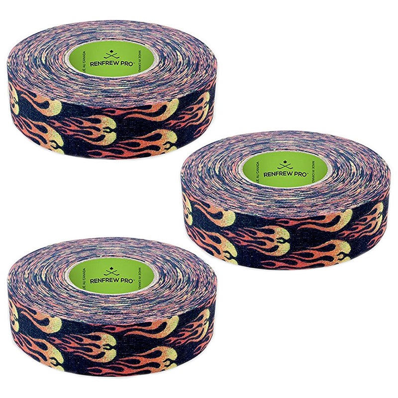 Renfrew New 3 Pk Fire Flame Hockey Stick Shaft Blade Sports Tape Rolls 24mmx25m