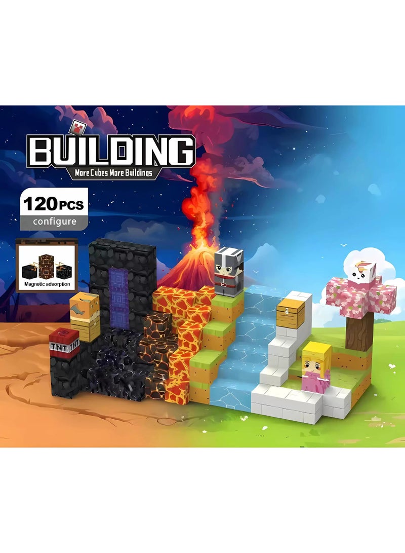 NIBEMINENT Magnetic Blocks |120PCS Magnetic Building Cube Game, Constructions Toys for Boys & Girls Age 3+Years, STEM Montessori Stacking Toy, Sensory Tiles Building Birthday for Toddlers - Image 3