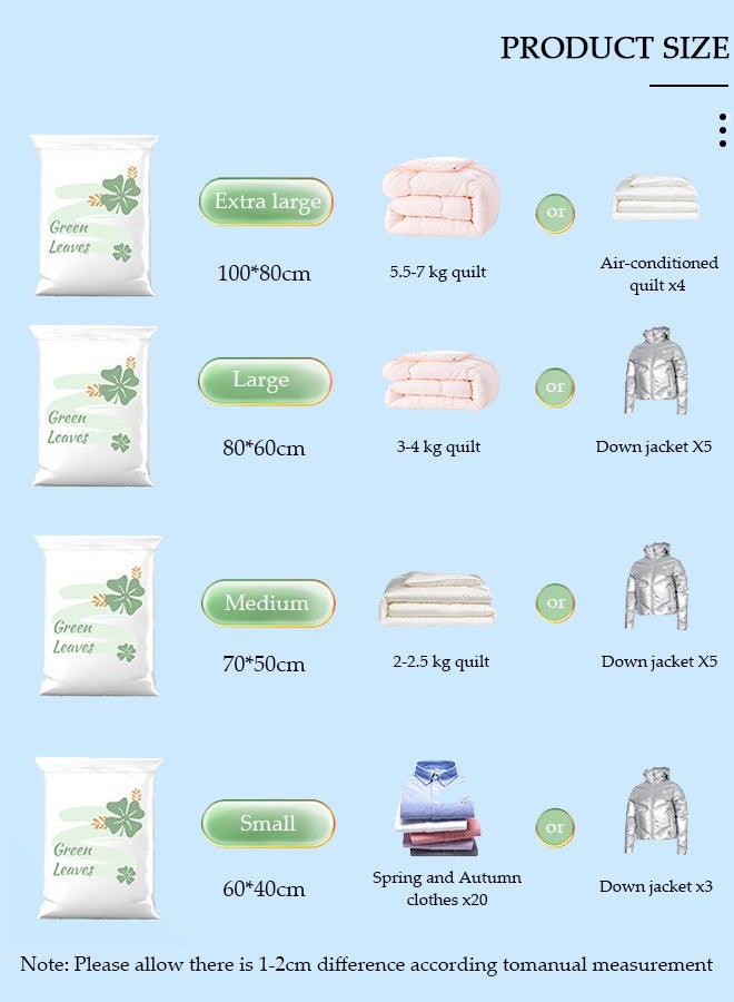 DUNISO Combo Vacuum Storage Bag with Electric Pump, 4 Pack(1Jumbo + 1 Large + 1Medium + 1 Small) of Reusable Compression Bags, Double Zip Seal Special-Grip Clip,Travel Vacuum Sealer Bags, Rapid Vacuum for Clothes, Mattress, Blanket, Pillows Compression and Travelling - Image 2