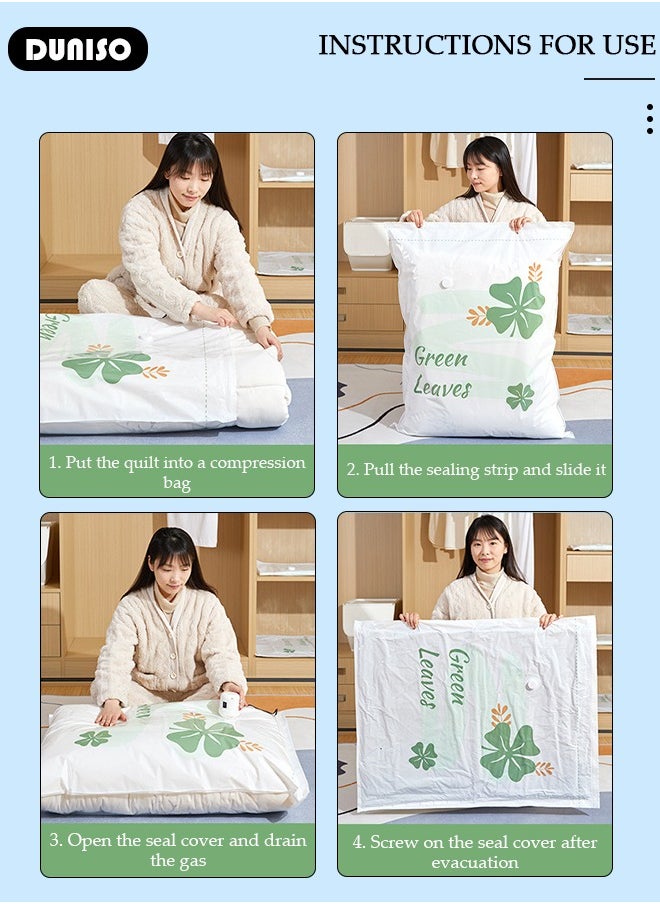 DUNISO - Combo Vacuum Storage Bag with Electric Pump, 4 Pack(1Jumbo + 1 Large + 1Medium + 1 Small) of Reusable Compression Bags, Double Zip Seal Special-Grip Clip,Travel Vacuum Sealer Bags, Rapid Vacuum for Clothes, Mattress, Blanket, Pillows Compression and Travelling - Image 1