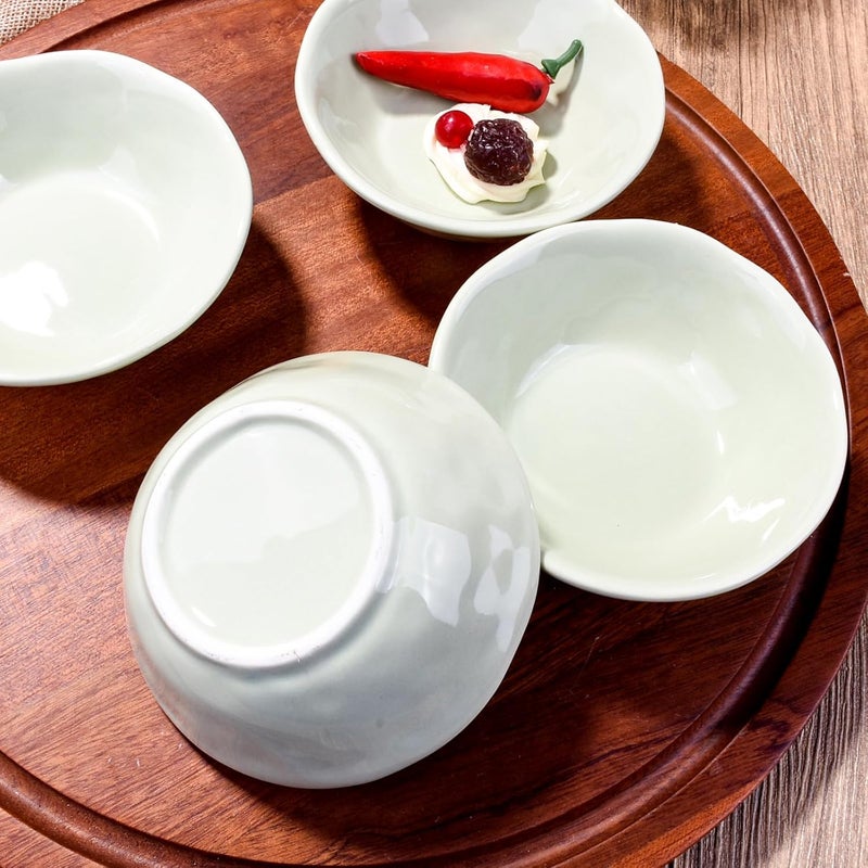 BOSILI Japanese Green Soy Sauce Dishes Vintage Ceramic Dipping Bowls Set of 5 Asian Seasoning Cups for Sushi - Image 2
