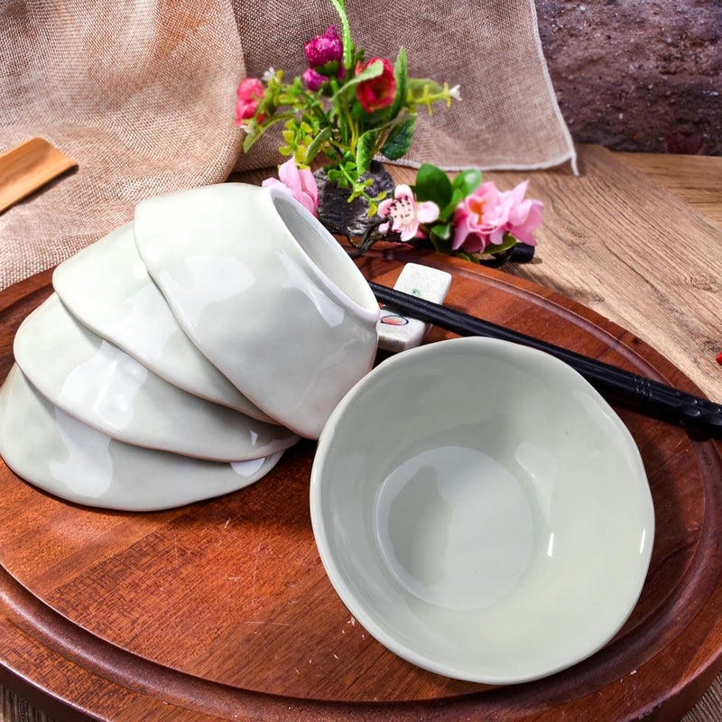 BOSILI Japanese Green Soy Sauce Dishes Vintage Ceramic Dipping Bowls Set of 5 Asian Seasoning Cups for Sushi - Image 5