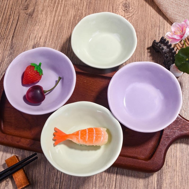 BOSILI Japanese Green Soy Sauce Dishes Vintage Ceramic Dipping Bowls Set of 5 Asian Seasoning Cups for Sushi - Image 3