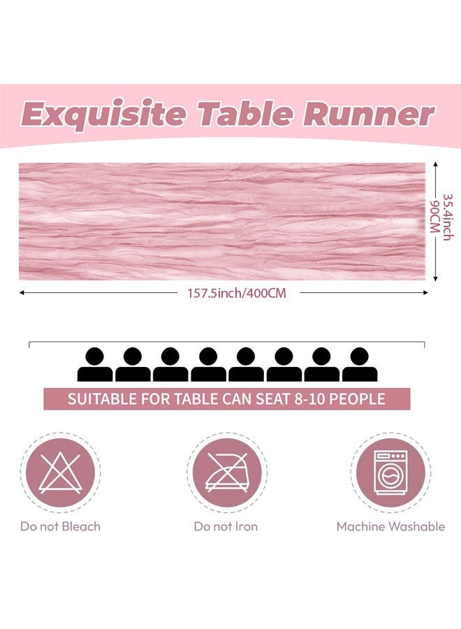Table Runner,90x400CM Translucent Table Runner, Long Gauze Table Runner,Sheer Summer Spring Table Runners,13FT Table Runner for Wedding Party Baby Shower Birthday Home Decor Garden Farmhouse - Image 2