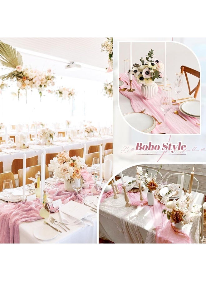 Table Runner,90x400CM Translucent Table Runner, Long Gauze Table Runner,Sheer Summer Spring Table Runners,13FT Table Runner for Wedding Party Baby Shower Birthday Home Decor Garden Farmhouse - Image 3