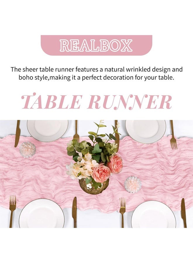 Table Runner,90x400CM Translucent Table Runner, Long Gauze Table Runner,Sheer Summer Spring Table Runners,13FT Table Runner for Wedding Party Baby Shower Birthday Home Decor Garden Farmhouse - Image 5