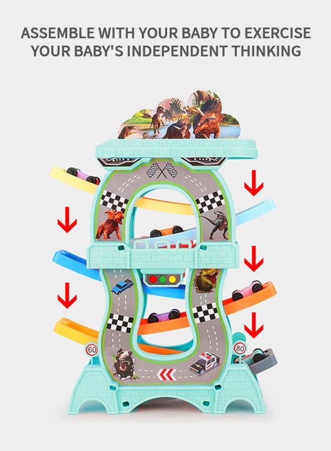 GROIC Toddler Toys Car Ramp Toy Racing Track Toys for Girls Boys, Garage and Parking Lot Tracks with 8 Mini Cars - Image 4