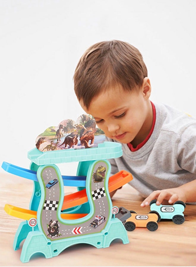 GROIC Toddler Toys Car Ramp Toy Racing Track Toys for Girls Boys, Garage and Parking Lot Tracks with 8 Mini Cars - Image 2