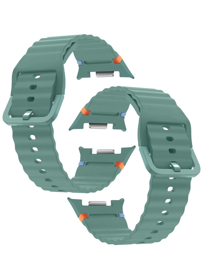 CATANES Silicone Ocean Band for Samsung Galaxy Watch 8 Classic 46mm and Watch 8 40mm 44mm - Sport Band Strap - Pine Needle Green - Image 3