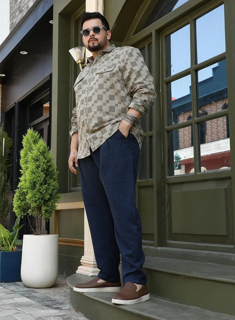 Instafab Plus Instafab Plus Men's Sage Green Cubic Utility Shirt For Casual Wear | Spread Collar | Long Regular Sleeves | Button Closure | Plus Size Shirt Crafted With Comfort Fit For Everyday Wear