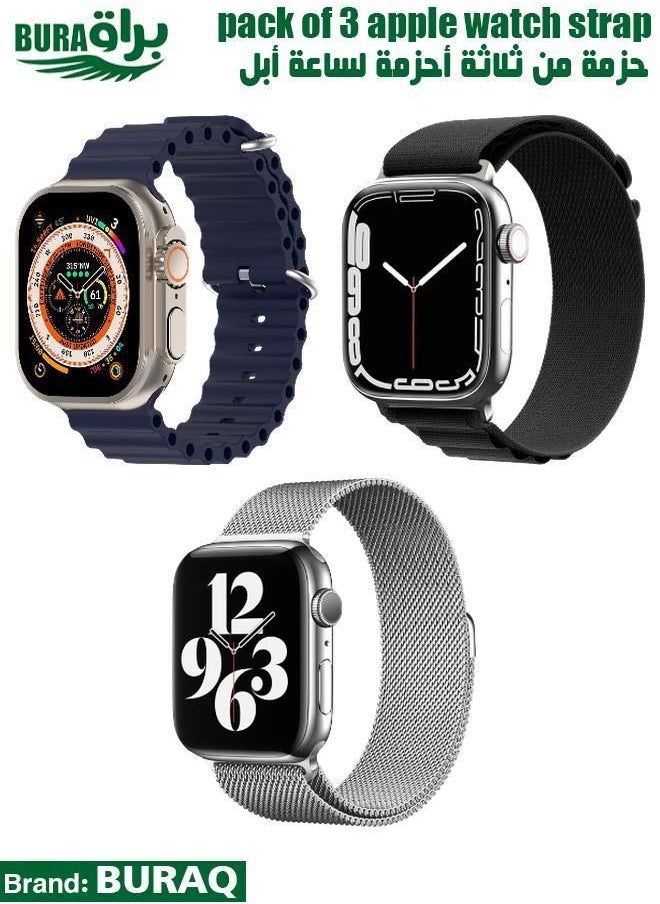 BURAQ - Apple Watch Band Strap For Apple Watch Ultra 2/Ultra 49mm, Series 10 46mm, 9/8/7 45mm, SE2/SE/6/5/4 44mm, 3/2/1 42mm - Image 1