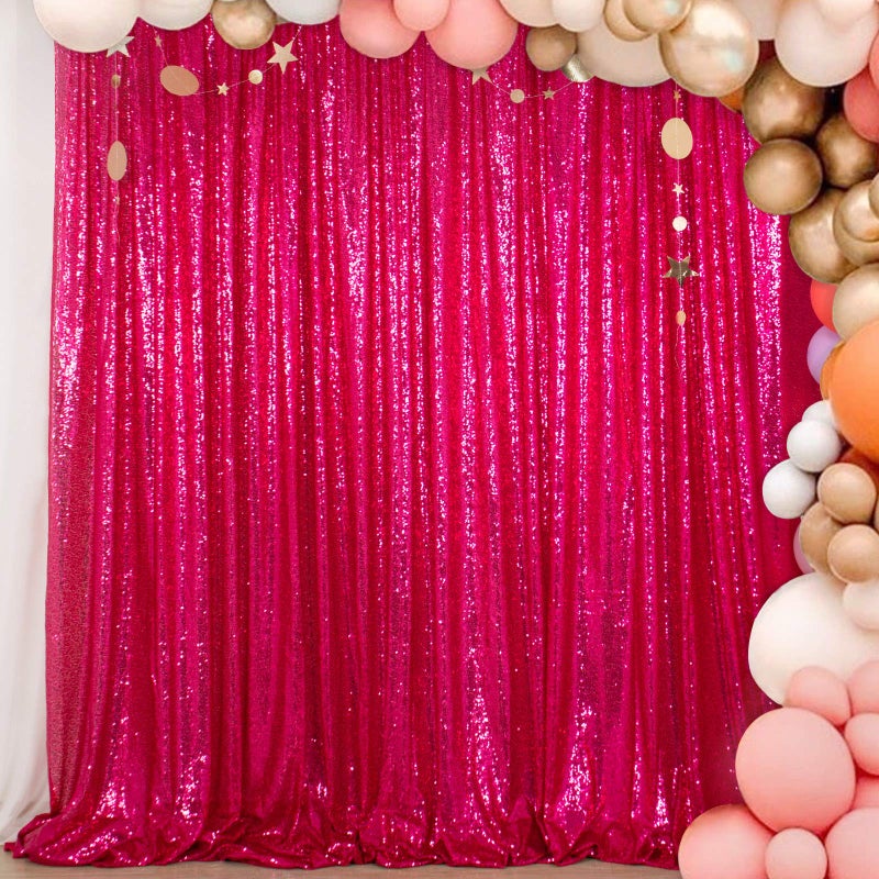 ShiDianYi Hot Pink Sequin Photo Backdrop Wedding Photo Booth Photography Background Ceremony Fuchsia Shimmer Backdrops Curtain Panel 5FTx7FT Hot Pink
