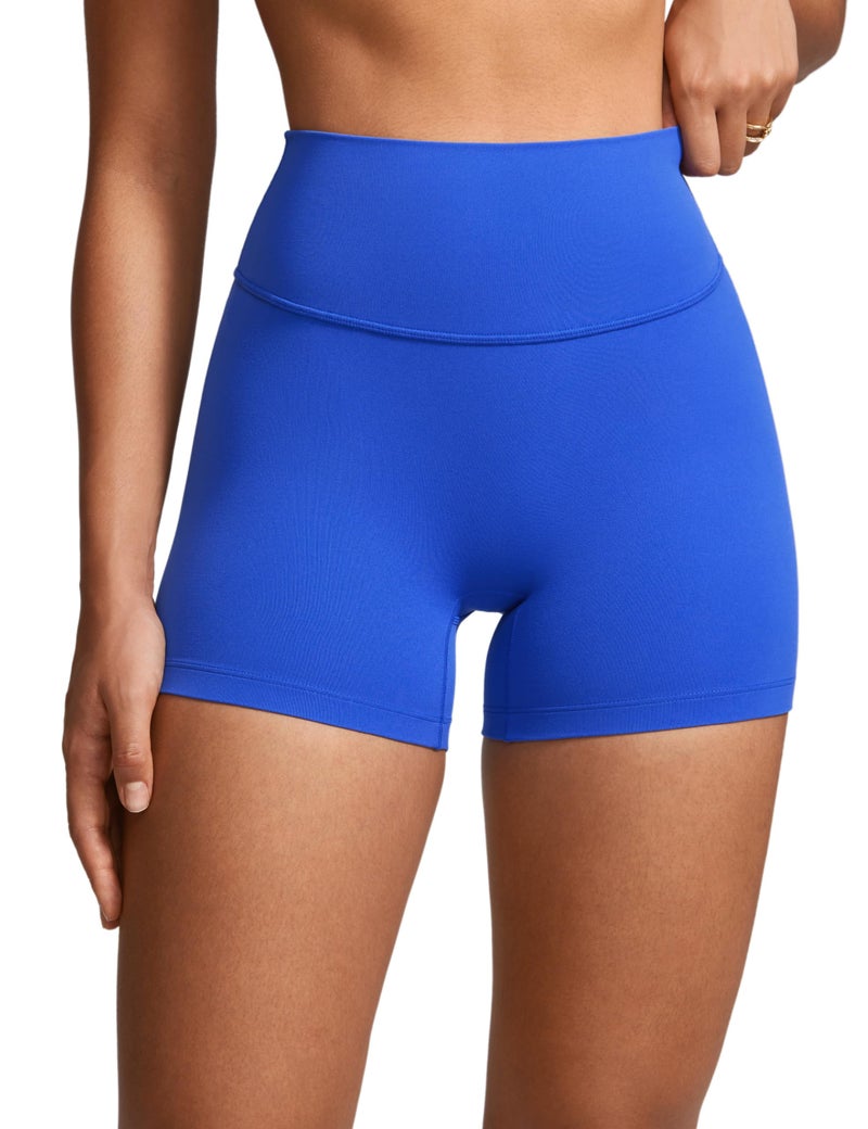 INGIA Womens High Waist No Front Seam Biker Shorts 4 Inches Running Volleyball Spandex Yoga Gym Workouts Royal Medium - Image 1
