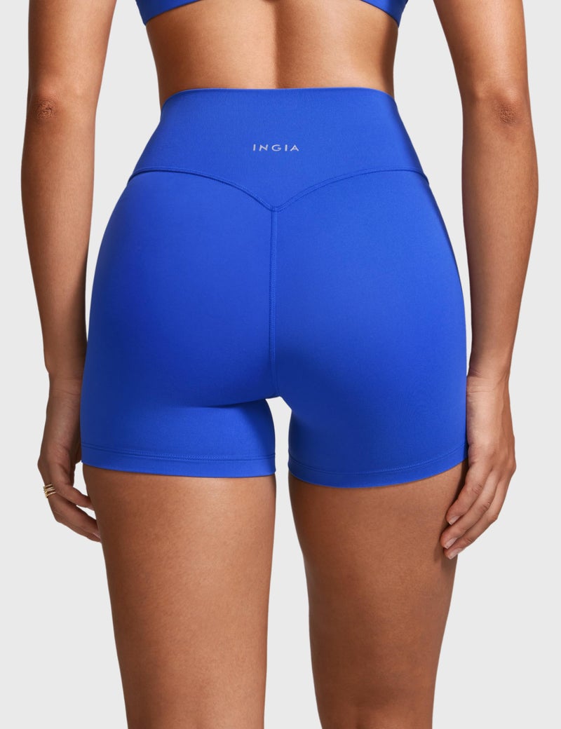 INGIA Womens High Waist No Front Seam Biker Shorts 4 Inches Running Volleyball Spandex Yoga Gym Workouts Royal Medium - Image 2