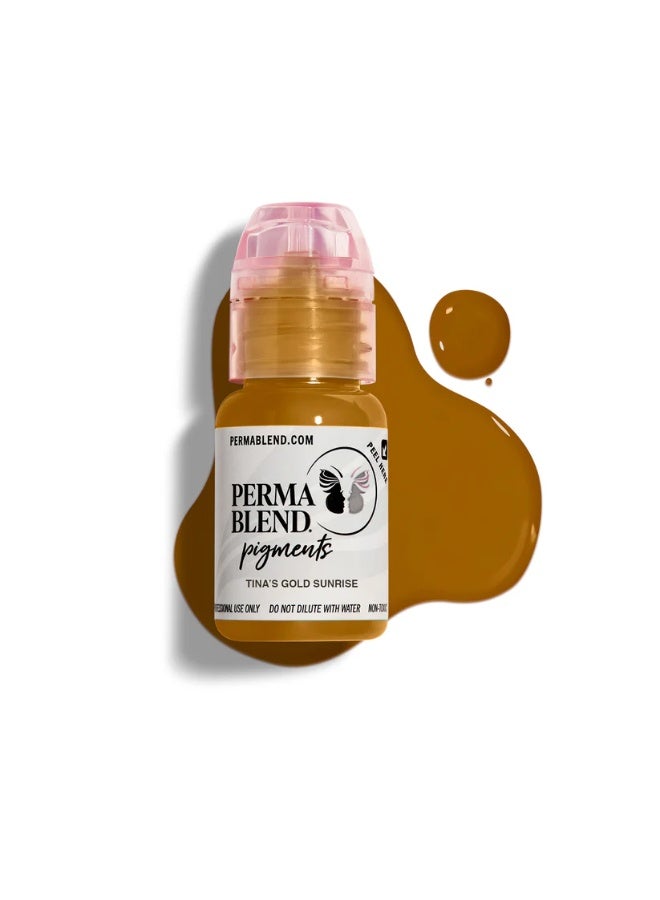 Perma Blend Eyebrow Pigment – Perma Blend Tina's Gold Sunrise 15ml | Professional Permanent Makeup Brow Tattoo Ink for Microblading, Ombre & Powder Brows | Vegan, High Retention, True-to-Tone Color | SKU: PBTGS1/2 - Image 1