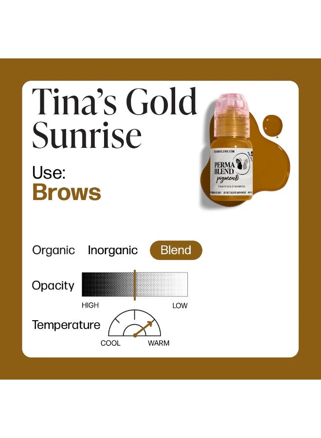 Perma Blend Eyebrow Pigment – Perma Blend Tina's Gold Sunrise 15ml | Professional Permanent Makeup Brow Tattoo Ink for Microblading, Ombre & Powder Brows | Vegan, High Retention, True-to-Tone Color | SKU: PBTGS1/2 - Image 5