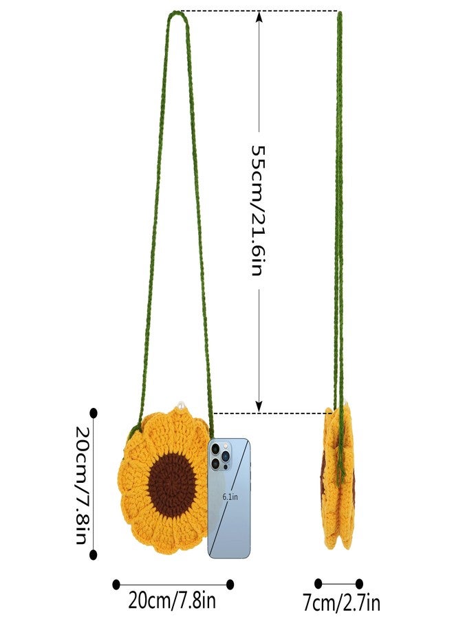 Minache Women Mini Flower Cotton Crochet Crossbody Shoulder Bag Handbag Coin Purse, 8285+yellow, One size - Image 5
