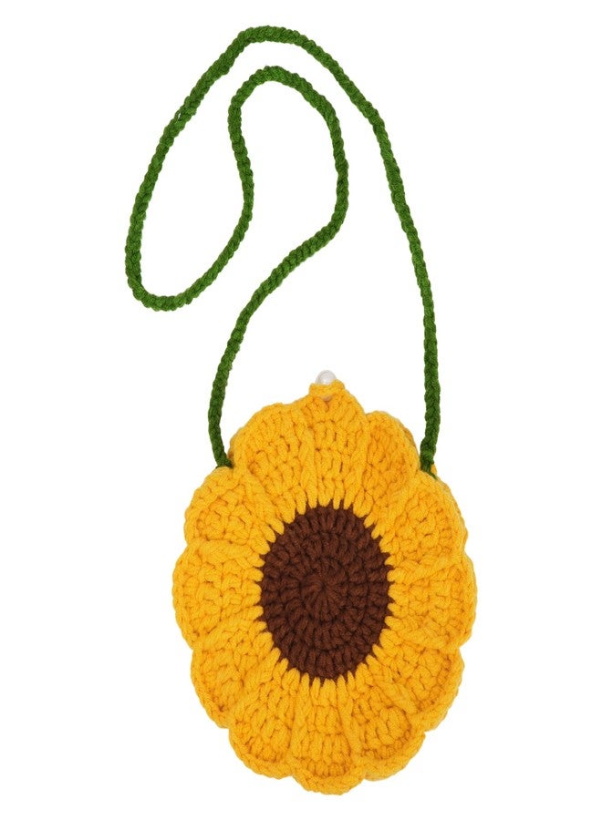 Minache Women Mini Flower Cotton Crochet Crossbody Shoulder Bag Handbag Coin Purse, 8285+yellow, One size - Image 1
