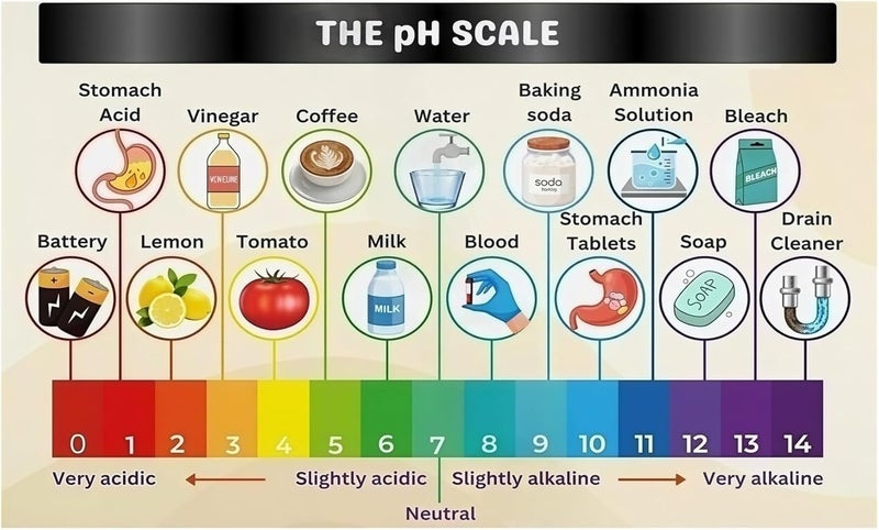 Educational Wall Art pH Scale Chart Poster Canvas Print Science Classroom Decor Chemistry Lab Decor Study Room Decor Acid Base Chart Teaching Resource(Framed,12x18inch(30x45cm))