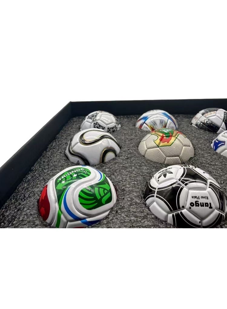 Mini World Cup Soccer Balls Collection Set, 15 Pcs Resin Mini Football Replica Ornaments with Display Gift Box, Desktop Decor Gift for Football Fans - Image 2