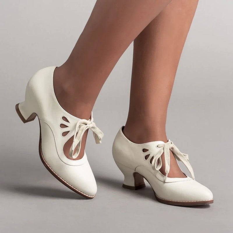 Independent Station 2024 Spring New Hollow High-heeled Lace-up plus size Women's Casual Shoes - Image 3